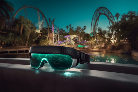 水上乐园夜景公园景点的AR眼镜设计图片