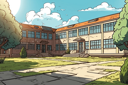 学校地面漫画风格背景图片