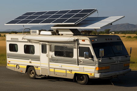 按照太阳能电池板的房车高清图片