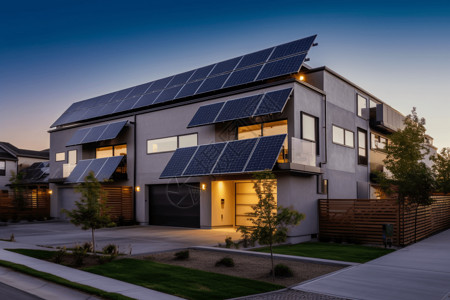 节能图片安装太阳能电池板的房子背景