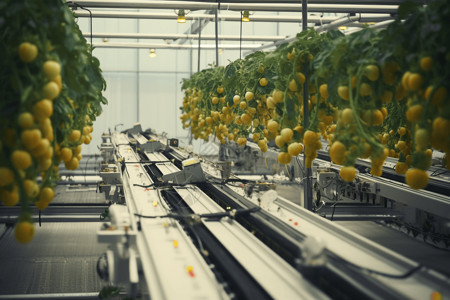 机器人精心采摘成熟的水果和蔬菜背景图片