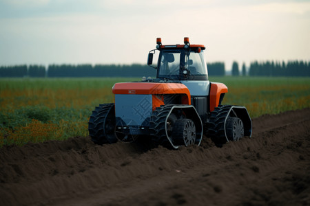 农业机器人在田间耕作图片