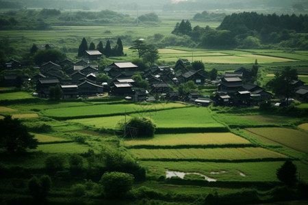 绿原酸郊外的小村庄背景