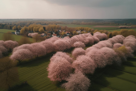 无人机的樱花树图片