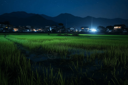 远处的村庄夜景图片