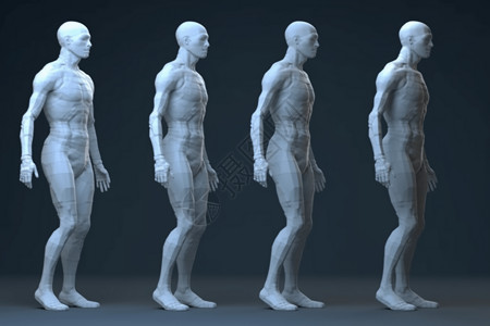 各种姿势的人3D模型背景图片