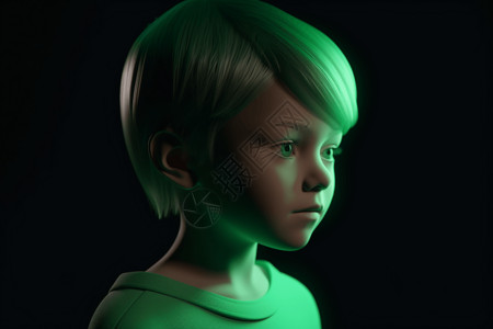 外国小男孩纯色外国儿童的3D肖像设计图片