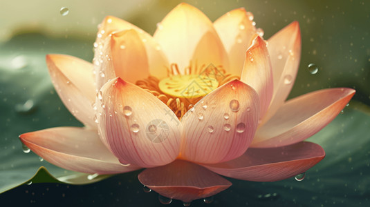 粉色睡莲摄影露珠莲花的特写设计图片
