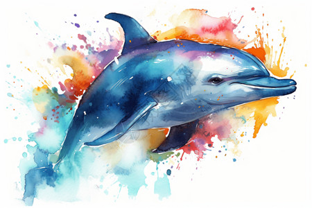 水彩海豚图片