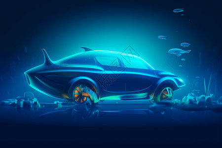 水中未来感的车背景图片