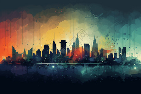 城市插图背景图片