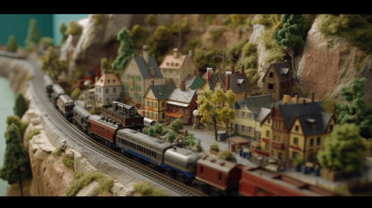 穿越乡村的火车模型图片