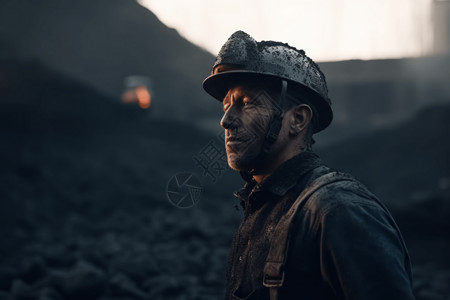 站在煤矿上的工人图片