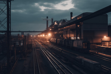 夜幕下的钢铁厂图片