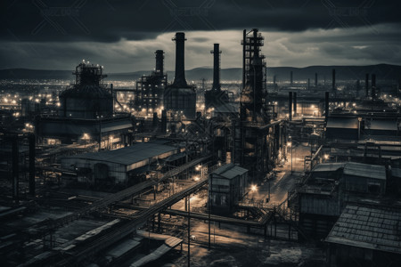 黄昏下的钢铁厂背景图片