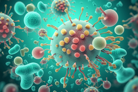 免疫系统疾病多个细胞的特写插画