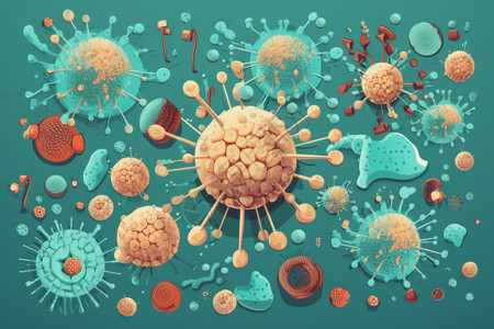 免疫系统疾病细胞的特写插画