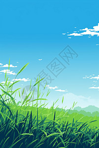 绿油油的稻田插画