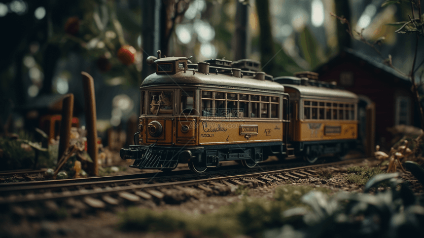 铁路上的微型火车图片