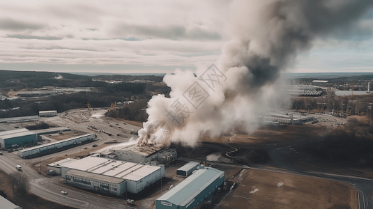 爆炸危险浓烟从厂房中弥漫出来背景