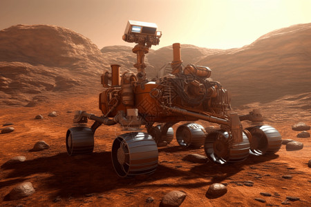 火星星球全视图机器远程探险车背景