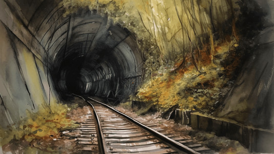 铁道工程隧道工程插画