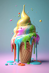 五彩缤纷的冰淇淋甜筒背景图片