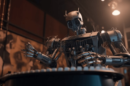 音乐机器人工作的机器人背景