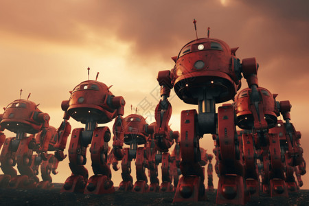 红色的机器人背景图片