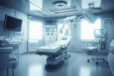 手术室环境浅色的医疗床背景