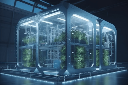 玻璃温室大棚未来温室大棚插画
