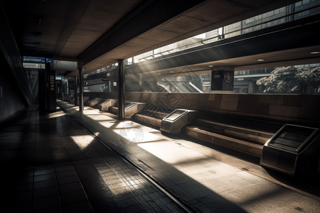 地铁座位站台的阴影设计图片