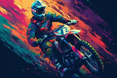 摩托车比赛骑摩托的男人插画