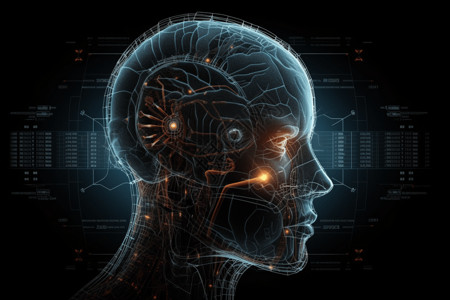 智能显示屏人工智能交流大脑的神经图插画