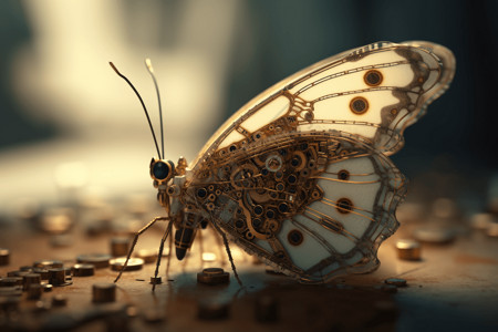 蝴蝶金属素材昆虫蝴蝶机器背景
