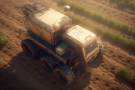 沙漠纹理机器农用车视角插画