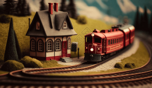 微型玩具火车微缩世界背景图片