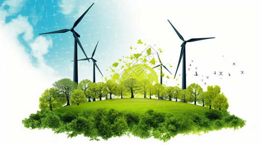 大风车图片可持续能源概念背景设计图片