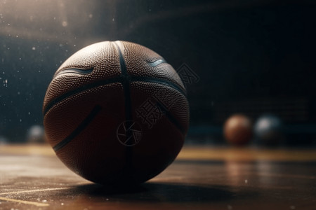 健身房特写篮球场上放置的篮球设计图片