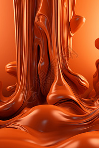 橙色的3D流体图案图片