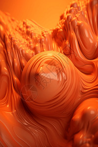 橙色的抽象3D流体图案背景图片