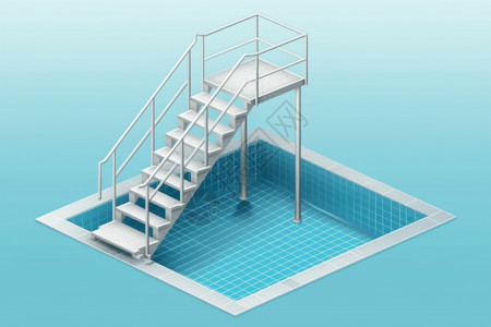 进出泳池的梯子图片