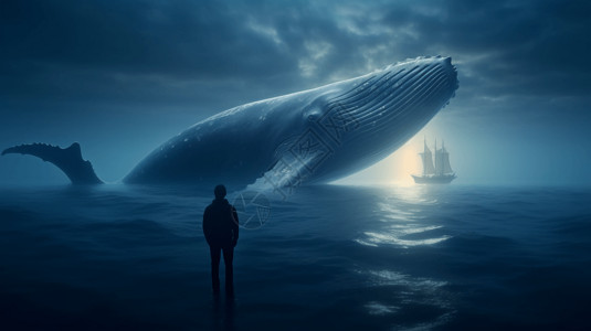 跃出海面的巨大蓝鲸高清图片