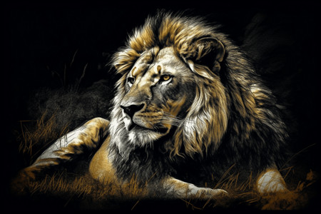 素描风格的狮子图片