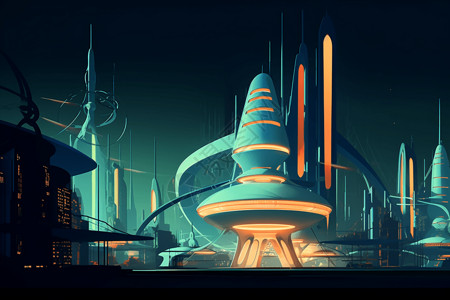 科幻感的未来城市背景图片