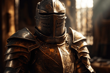 中世纪骑士骑士盔甲特写背景