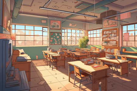 明媚的学校教室背景图片