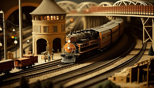 道具制作精心制作的模型列车背景