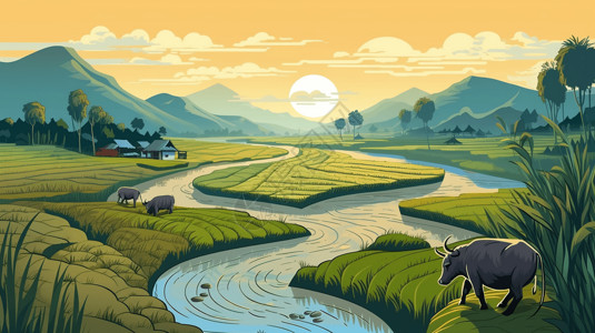 稻田的自然美景图片