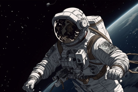宇航员漂浮在广阔的太空图片